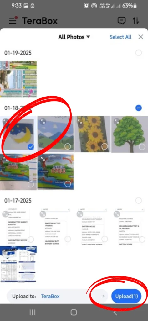 Upload files on Terabox using mobile app 3